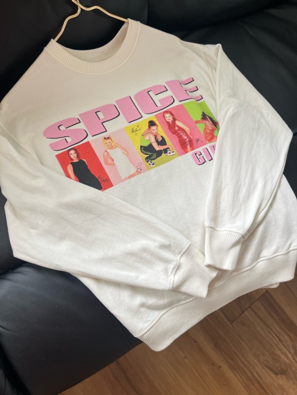 Hollister Cream & Pink retro 90s Graphic Spice Crewneck size XXS Oversize - Picture 12 of 14